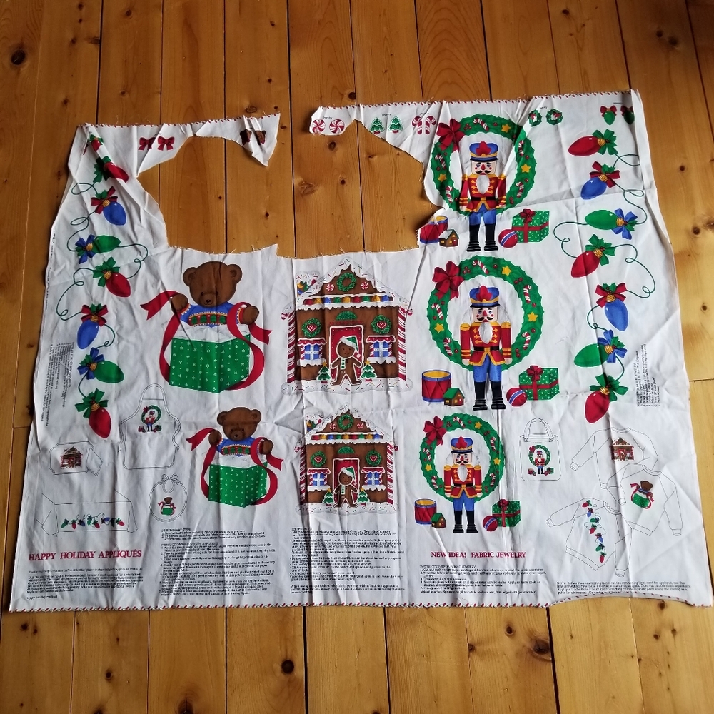 VIP Cranston Fabric Panel  Happy Holidays Applique Christmas 44x35 Some Missing